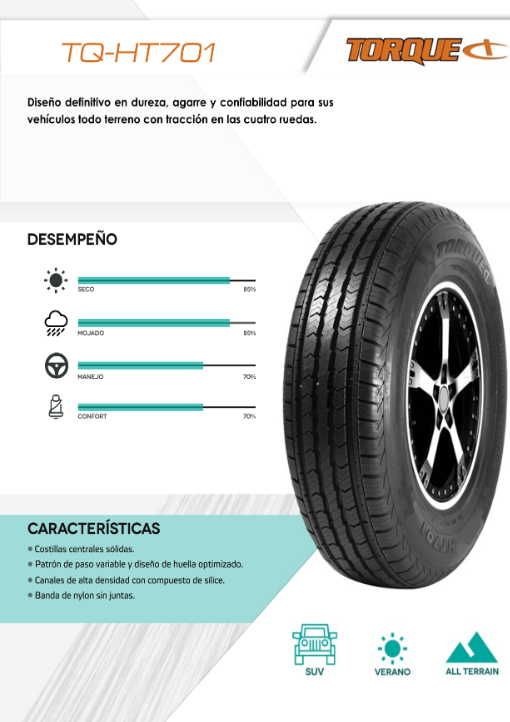 Llanta Torque 265/70R16 112T TQ-AT701 CERT EUROPEA