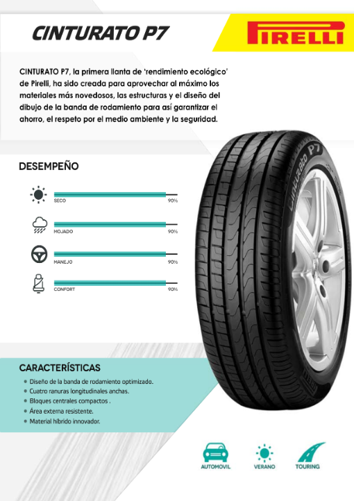 Llanta Pirelli 225/45R17 91Y CINTURATO P7