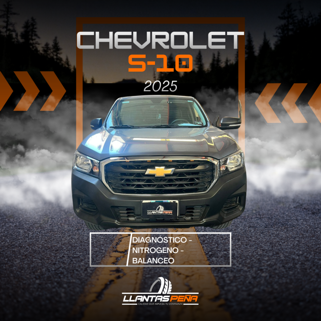 Cambio de llantas y sensores TPMS para Chevrolet S10 en Guadalajara.