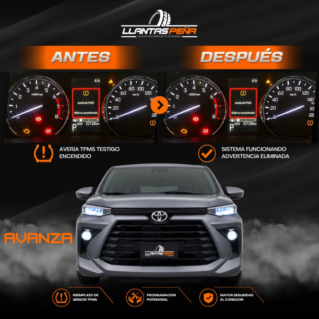 Reemplazo de sensor TPMS para Toyota Avanza en Guadalajara.