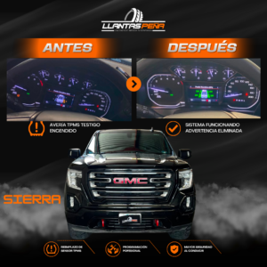 Cambio de llantas y sensores TPMS para GMC Sierra 2020 en Guadalajara.