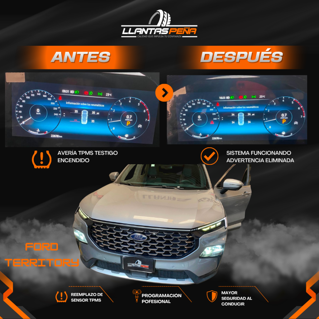 Diagnóstico general y programación de sensores TPMS para Ford Territory en Guadalajara
